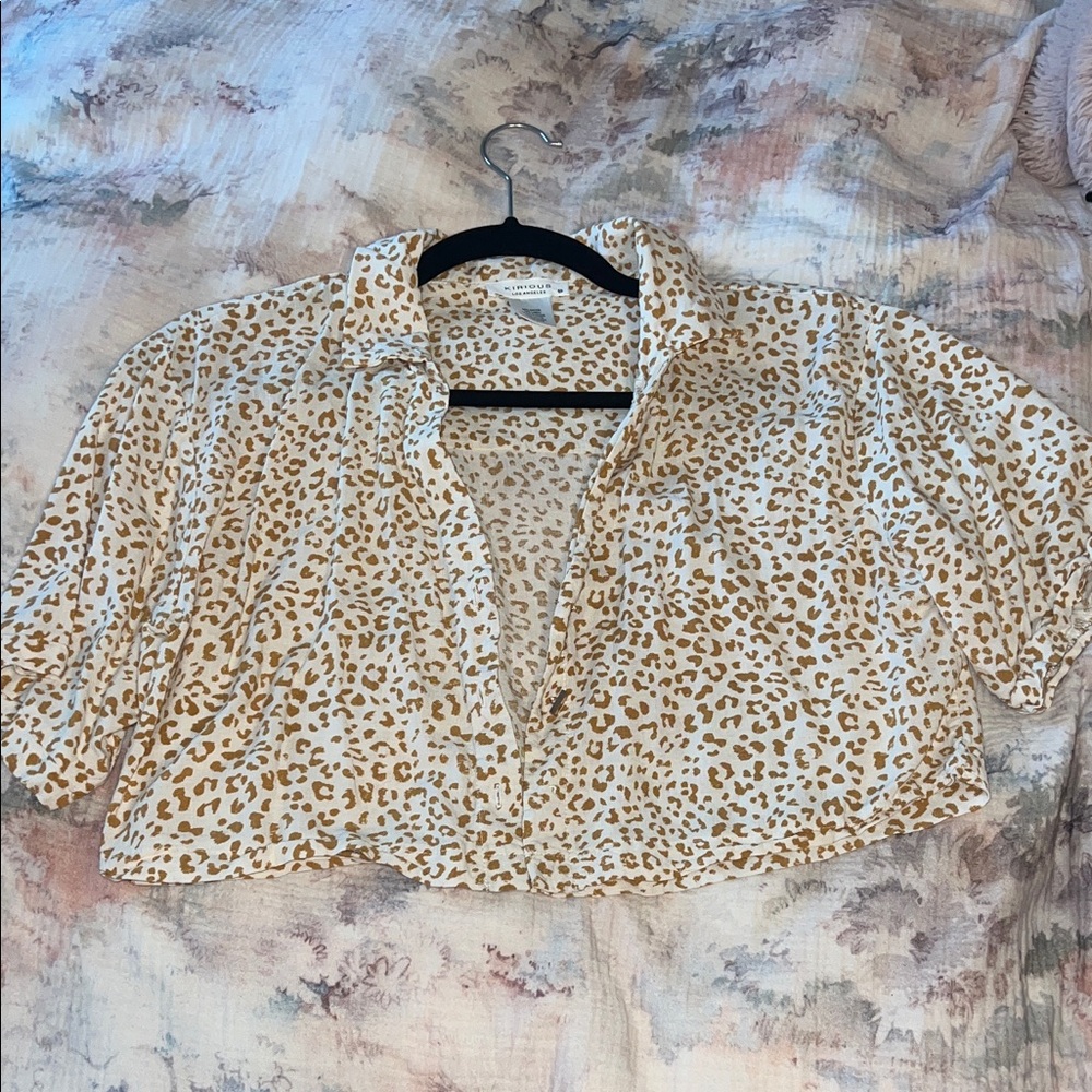 Chic Leopard Print Button Down Shirt